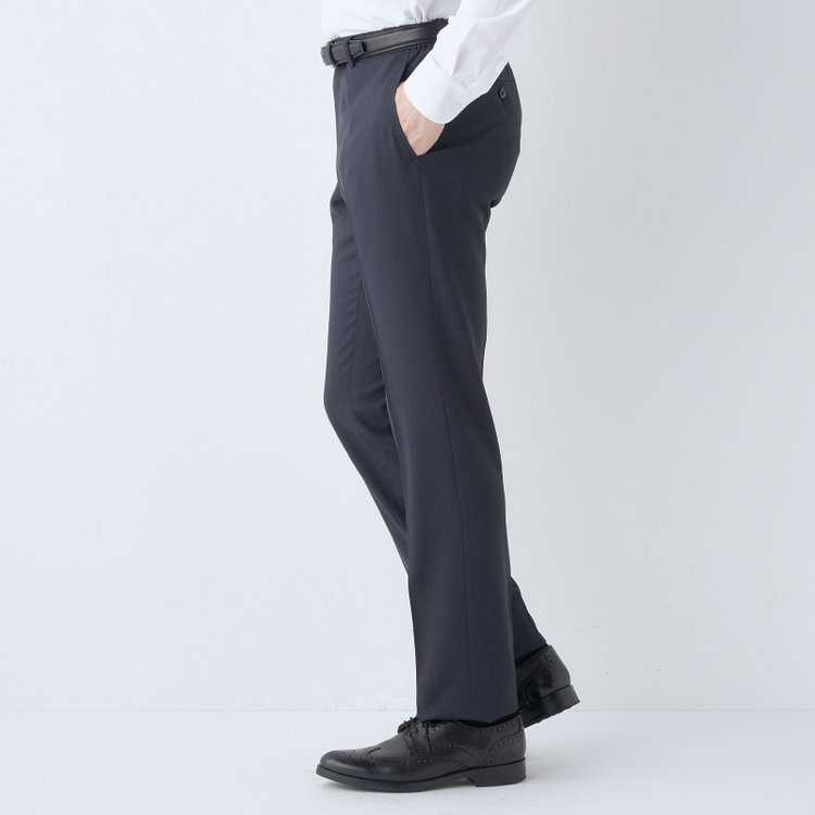 ブラックライン 【SLIM TAPERED】【春夏】0タックテーパードパンツ/ネイビー×バーズアイ/4S/※裾上げ済仕様 紺中間