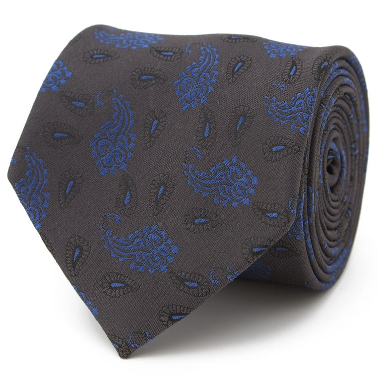 ブラックライン 【BLACK LINE】シルクブレンドペイズリーネクタイ 7.5cm幅/ブラウングレー その他