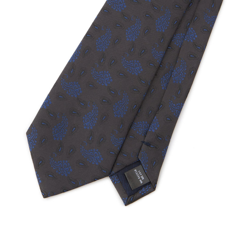ブラックライン 【BLACK LINE】シルクブレンドペイズリーネクタイ 7.5cm幅/ブラウングレー その他