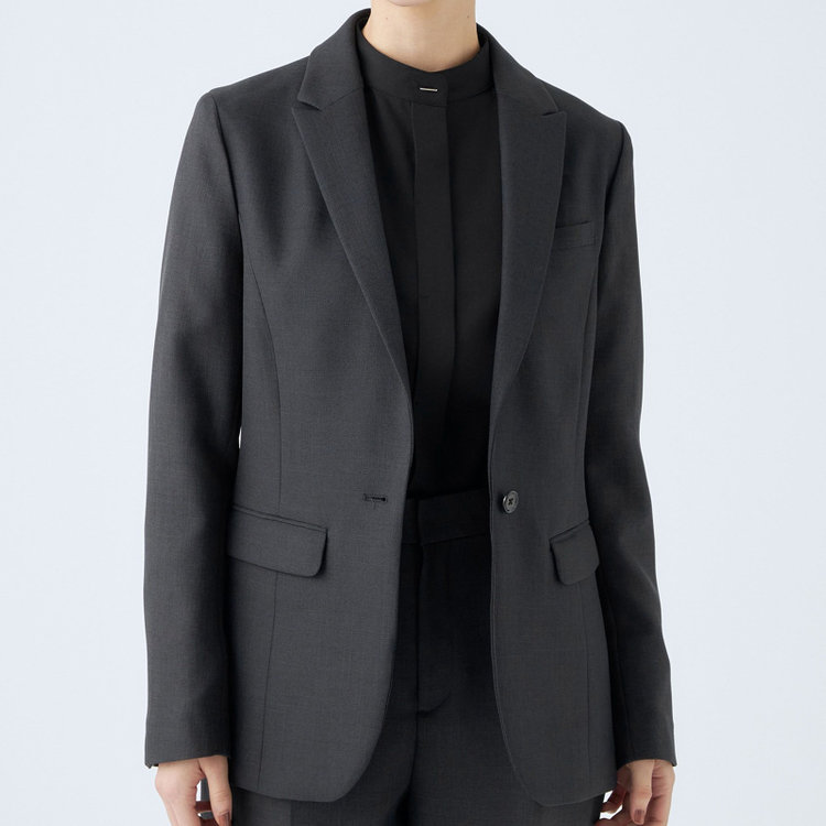 シルバーライン 【RELAX TAPERED_2】【秋冬】1釦シングルテーパードパンツスーツ/ネイビー/ウォッシャブル/4S SUSTAINABILITY&ECOLOGY FABRIC/※パンツ裾上げ済仕様 紺中間