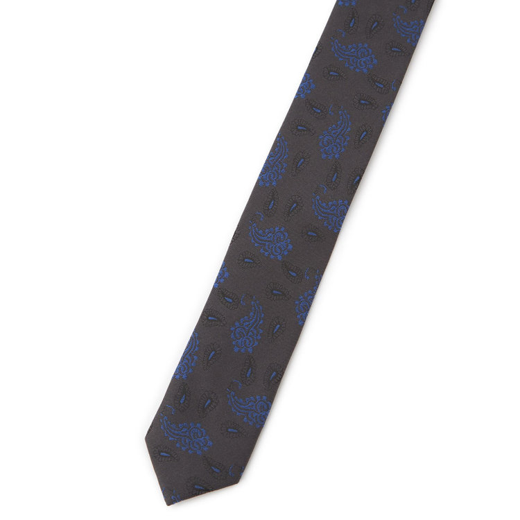 ブラックライン 【BLACK LINE】シルクブレンドペイズリーネクタイ 7.5cm幅/ブラウングレー その他