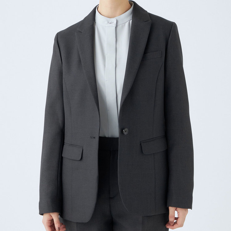 シルバーライン 【RELAX TAPERED_2】【秋冬】1釦シングルテーパードパンツスーツ/ネイビー/ウォッシャブル/4S SUSTAINABILITY&ECOLOGY FABRIC/※パンツ裾上げ済仕様 紺中間