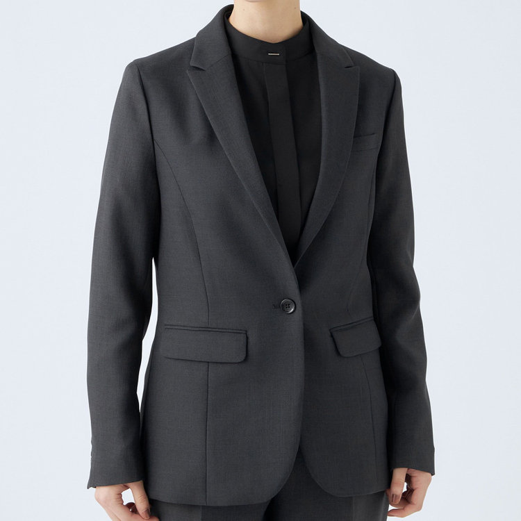 シルバーライン 【RELAX TAPERED_2】【秋冬】1釦シングルテーパードパンツスーツ/ネイビー/ウォッシャブル/4S SUSTAINABILITY&ECOLOGY FABRIC/※パンツ裾上げ済仕様 紺中間