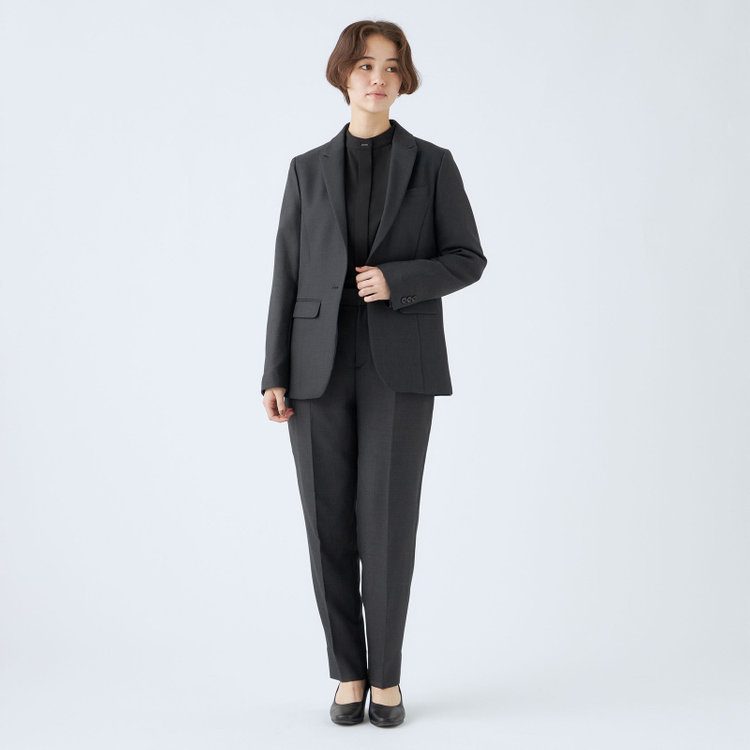 シルバーライン 【RELAX TAPERED_2】【秋冬】1釦シングルテーパードパンツスーツ/ネイビー/ウォッシャブル/4S SUSTAINABILITY&ECOLOGY FABRIC/※パンツ裾上げ済仕様 紺中間