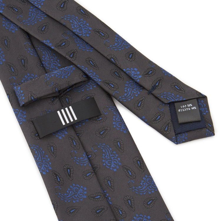 ブラックライン 【BLACK LINE】シルクブレンドペイズリーネクタイ 7.5cm幅/ブラウングレー その他