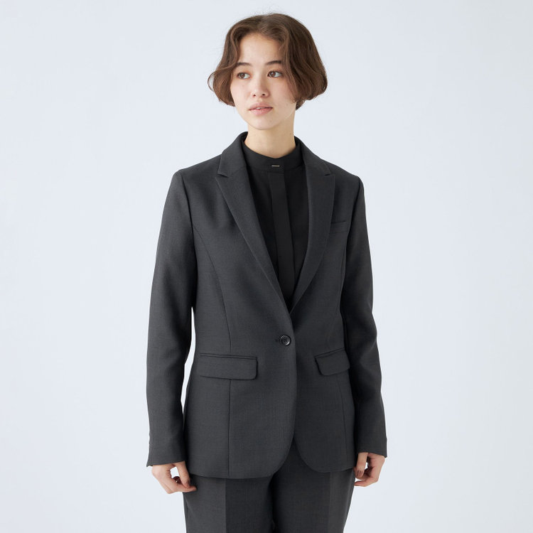 シルバーライン 【RELAX TAPERED_2】【秋冬】1釦シングルテーパードパンツスーツ/ネイビー/ウォッシャブル/4S SUSTAINABILITY&ECOLOGY FABRIC/※パンツ裾上げ済仕様 紺中間