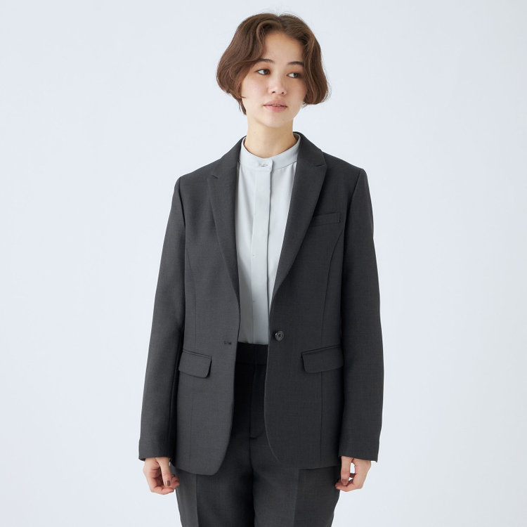 シルバーライン 【RELAX TAPERED_2】【秋冬】1釦シングルテーパードパンツスーツ/ネイビー/ウォッシャブル/4S SUSTAINABILITY&ECOLOGY FABRIC/※パンツ裾上げ済仕様 紺中間