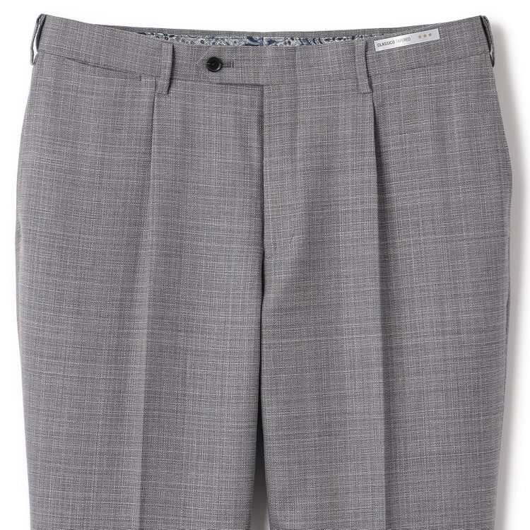シルバーライン 【CLASSICO TAPERED】【春夏】ウール 1タックテーパードパンツ/グレー/ウエストムーブ/※裾上げ必要 グレー中間
