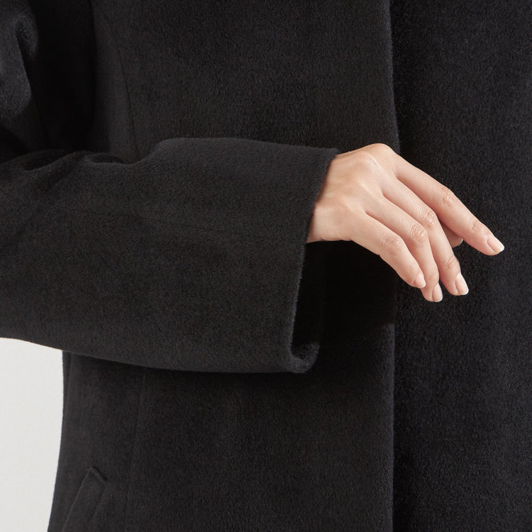 シルバーライン スタンドカラーロングコート/ブラック 黒