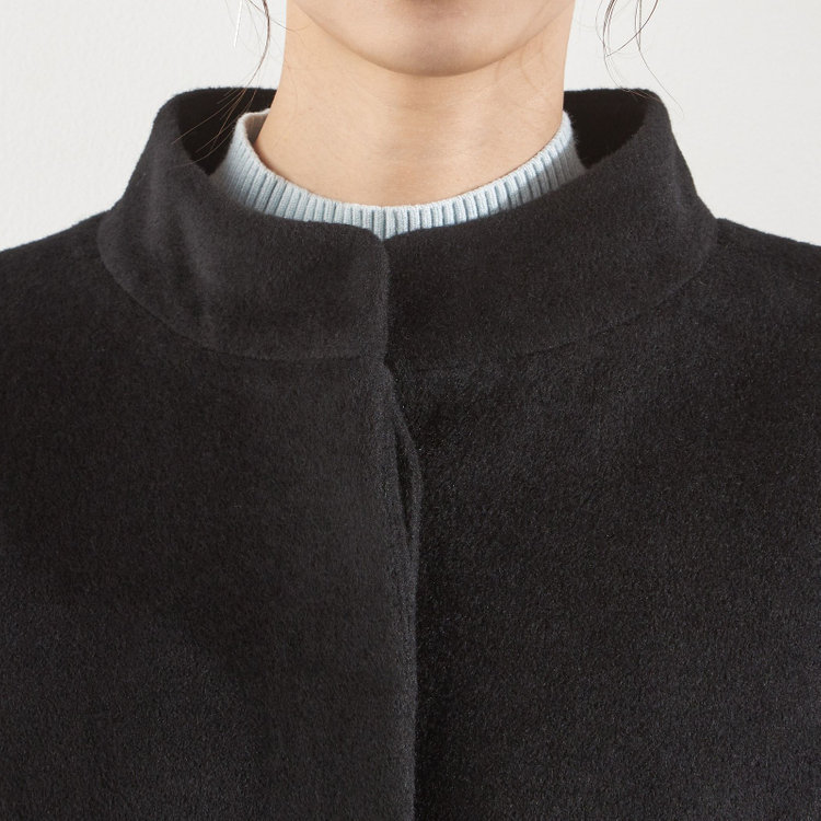 シルバーライン スタンドカラーロングコート/ブラック 黒