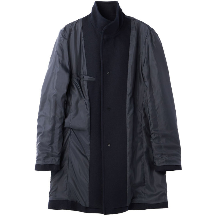 ブラックライン 【発送在庫あり】【BL】ウールブレンドスタンドカラーチェスターコート/ネイビー 紺中間