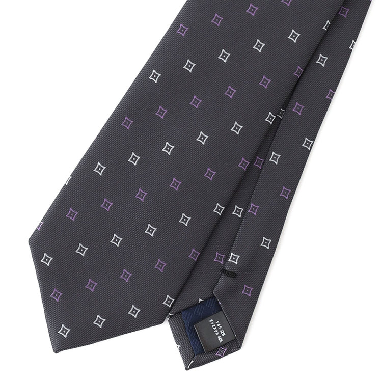 ブラックライン 【BLACK LINE】シルクブレンド小紋ネクタイ 7.5cm幅/グレー その他