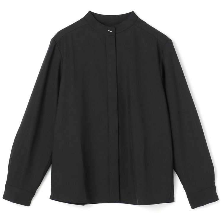 シルバーライン 【SL/長袖】バンドカラーブラウス/ブラック/比翼仕様 黒