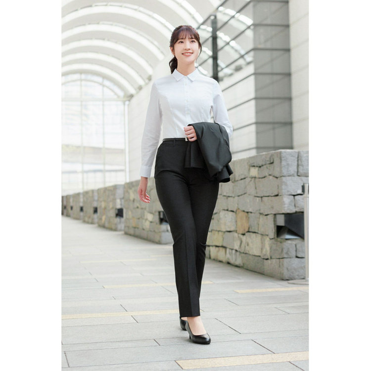 スーツセレクト 【SUIT SELECT×overE/長袖】レギュラーカラーブラウス/ホワイト/形態安定 ホワイト系(白)