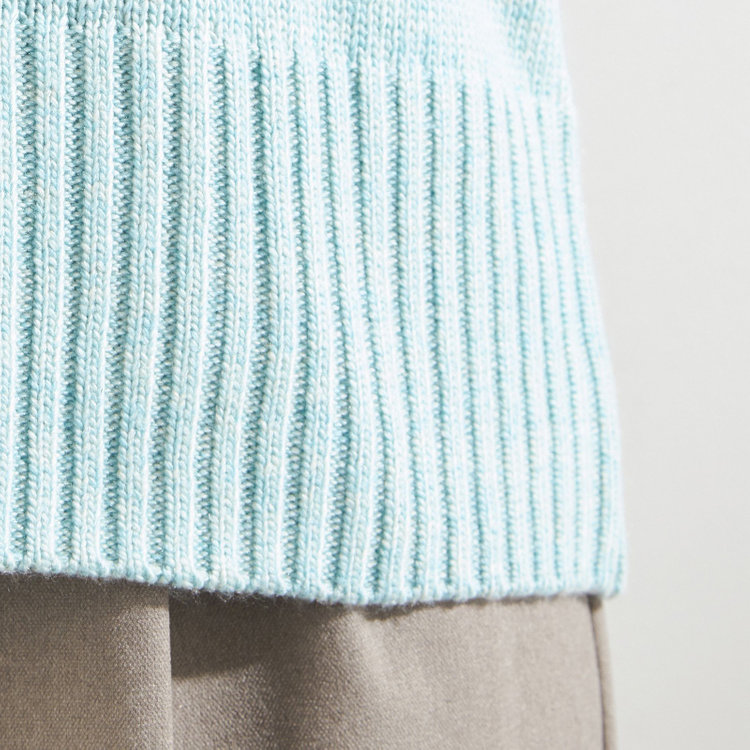 シルバーライン 天竺Vネックニット/ブルーグリーン グレー中間