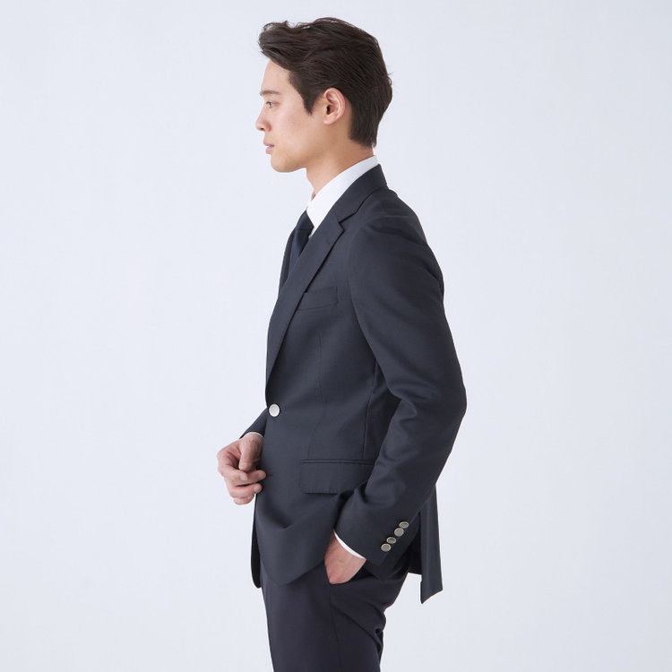シルバーライン 【CLASSICO TAPERED】【年間】ウールブレンド2釦ジャケット/ネイビー×ソリッド+メタル釦 紺濃色