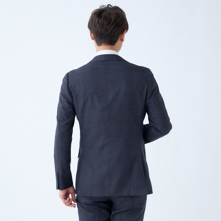 シルバーライン 【発送在庫あり】【CLASSICO TAPERED】【秋冬】2釦シングルスーツ 1タック/ネイビー×チェック/REDA ACTIVE/NEW ZEALAND MERINO/SHOWER CLEAN/※裾上げ必要 紺濃色