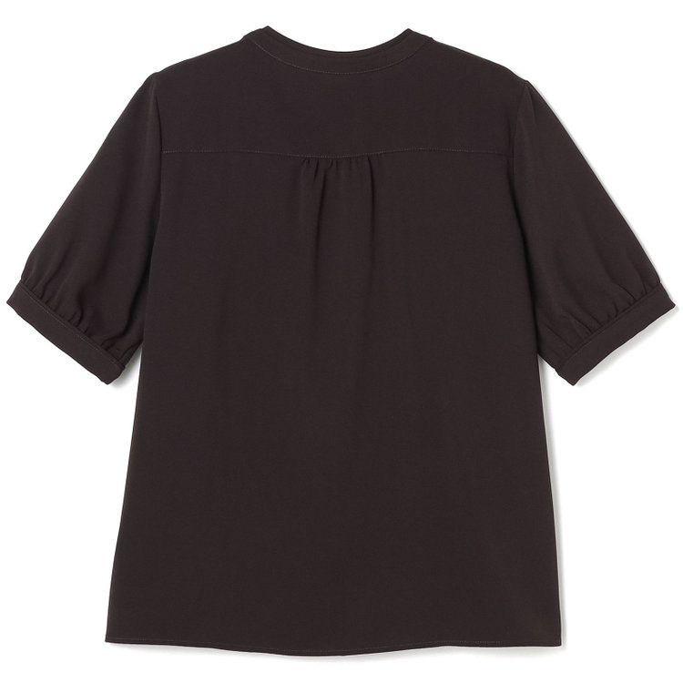 シルバーライン 【SILVER LINE/5分袖】バンドカラーブラウス/ブラウン 茶中間