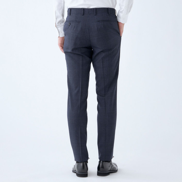 シルバーライン 【発送在庫あり】【CLASSICO TAPERED】【秋冬】2釦シングルスーツ 1タック/ネイビー×チェック/REDA ACTIVE/NEW ZEALAND MERINO/SHOWER CLEAN/※裾上げ必要 紺濃色