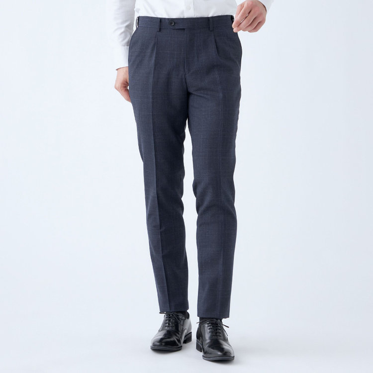 シルバーライン 【発送在庫あり】【CLASSICO TAPERED】【秋冬】2釦シングルスーツ 1タック/ネイビー×チェック/REDA ACTIVE/NEW ZEALAND MERINO/SHOWER CLEAN/※裾上げ必要 紺濃色