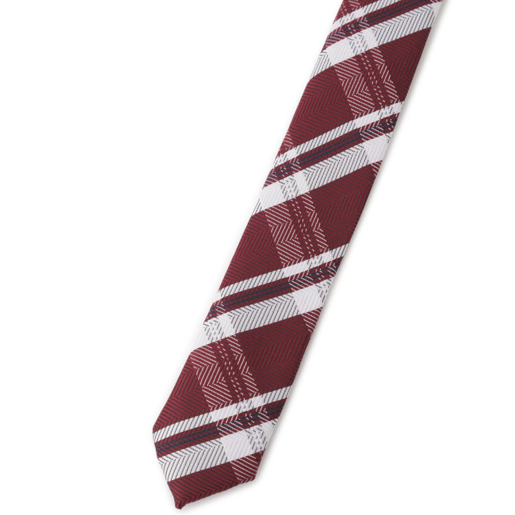 シルバーライン 【BLACK LINE】ポリエステルシルクチェックネクタイ 7.5cm幅/ワイン その他