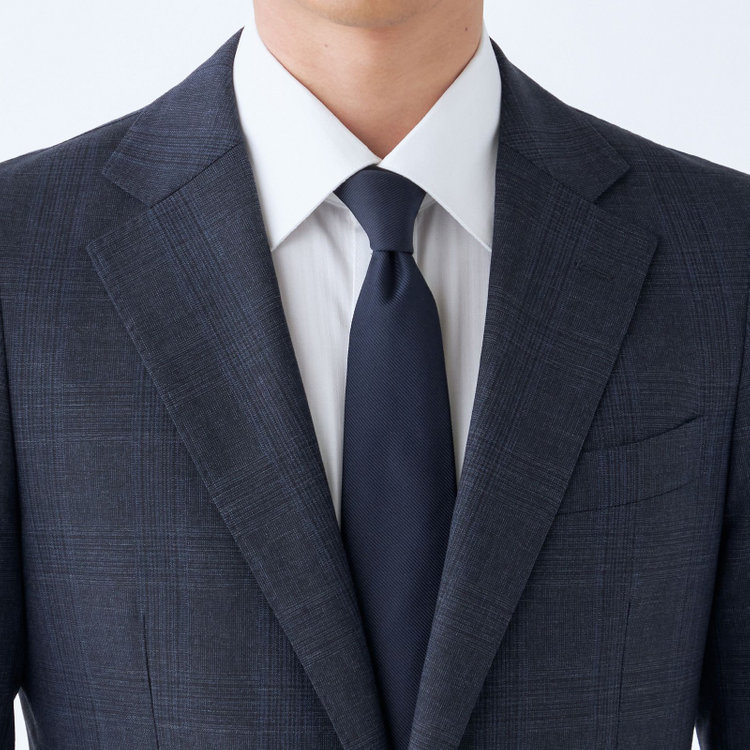 シルバーライン 【発送在庫あり】【CLASSICO TAPERED】【秋冬】2釦シングルスーツ 1タック/ネイビー×チェック/REDA ACTIVE/NEW ZEALAND MERINO/SHOWER CLEAN/※裾上げ必要 紺濃色