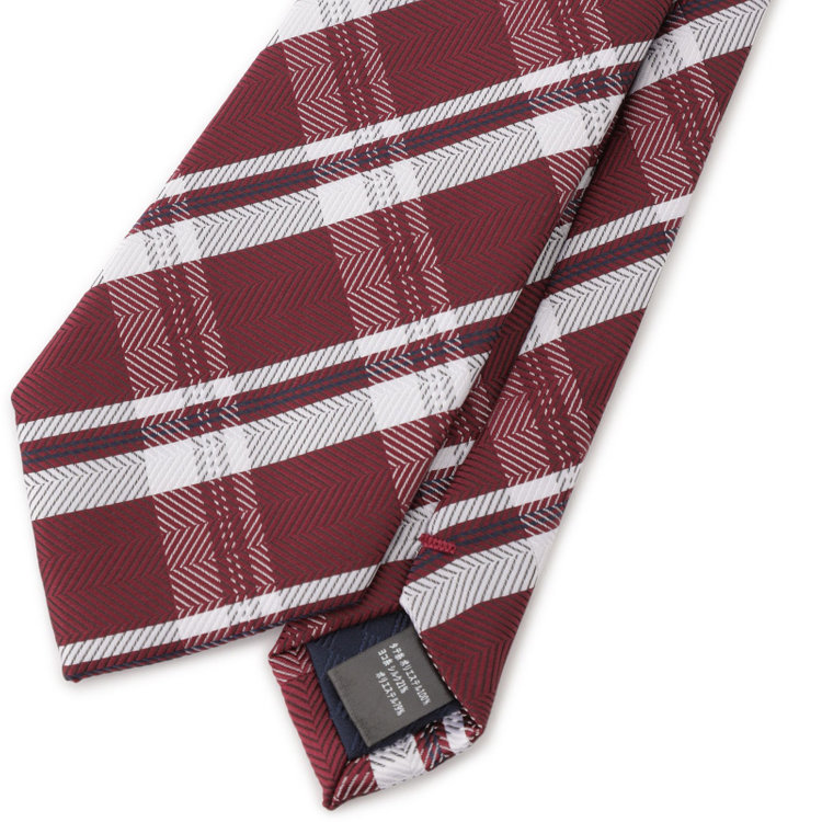 シルバーライン 【BLACK LINE】ポリエステルシルクチェックネクタイ 7.5cm幅/ワイン その他