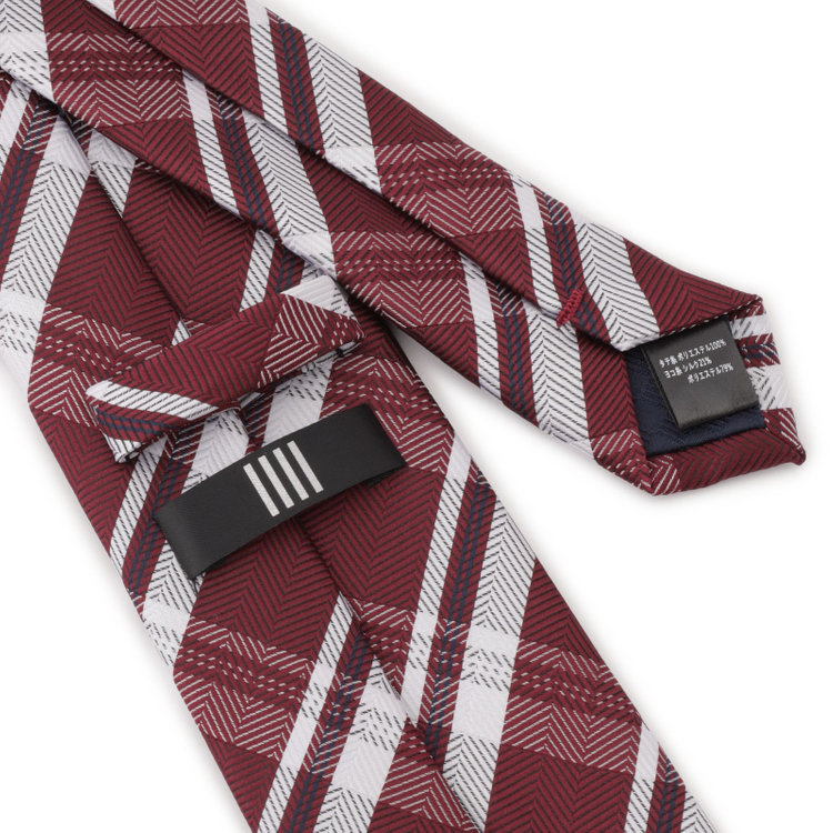 シルバーライン 【BLACK LINE】ポリエステルシルクチェックネクタイ 7.5cm幅/ワイン その他