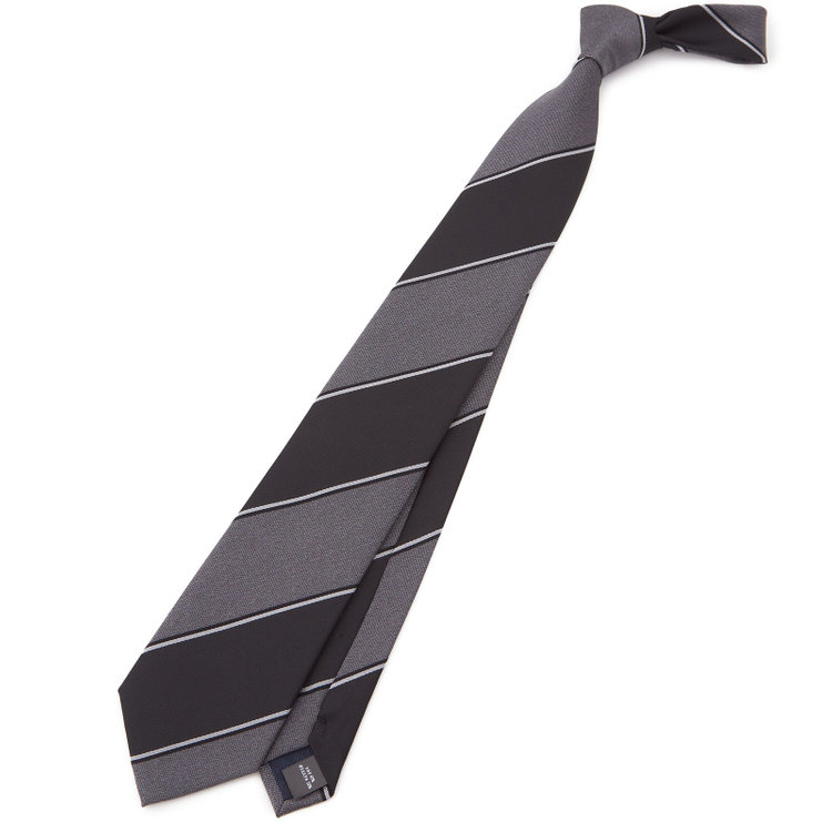 SILVER LINE】シルクブレンドストライプネクタイ 8.0cm幅/グレー
