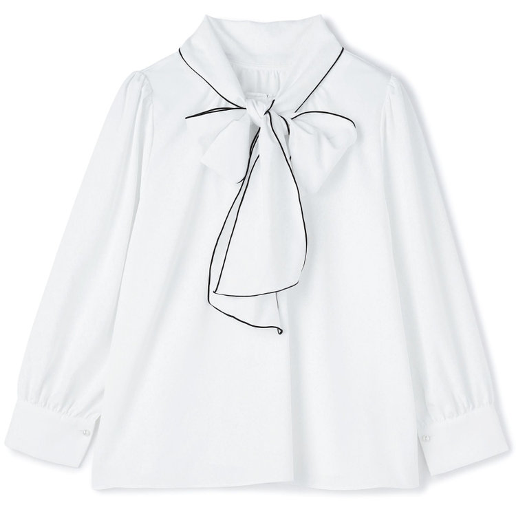 スーツセレクト 【SUIT SELECT×Samantha Thavasa】【長袖】前後2WAYボウタイブラウス/ホワイト/「ウォッシャブル可能」「2WAYストレッチ」「防シワ」「UV加工」「接触冷感」「透け軽減」 白