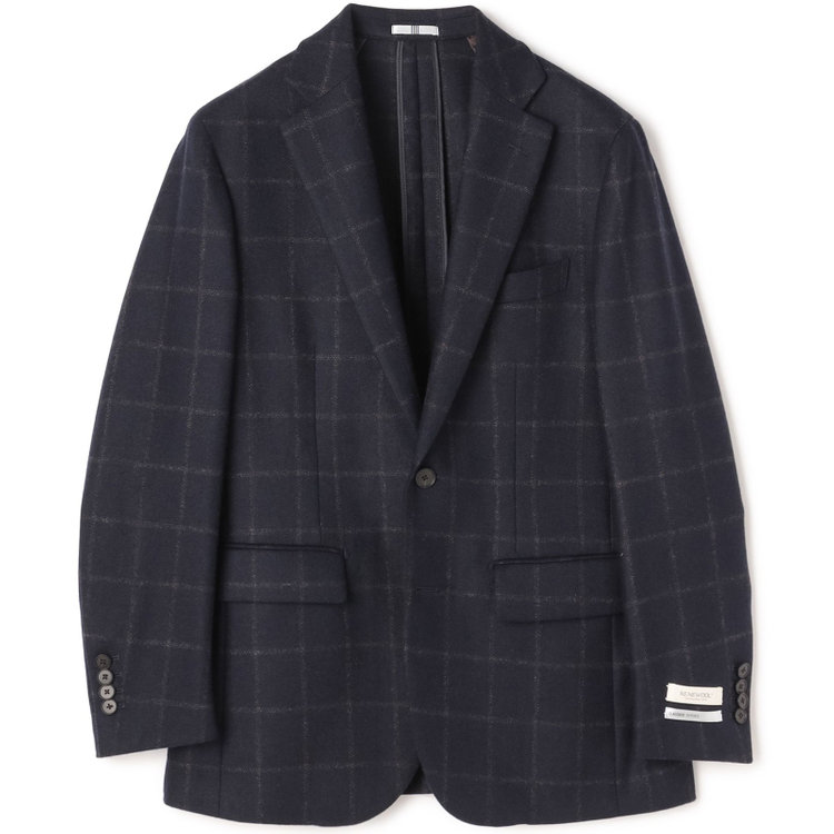 シルバーライン 【発送在庫あり】【CLASSICO TAPERED】【秋冬】2釦シングルジャケット/ネイビー×ブラウンチェック/RE:NEWOOL 紺中間