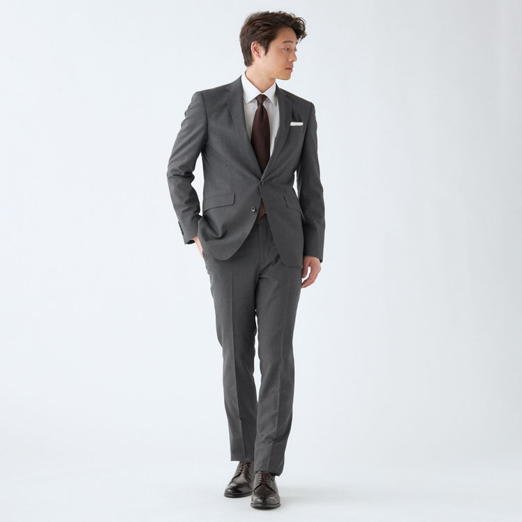 ブラックライン 【KSW】【春夏】2釦シングルスーツ 0タック/ダークグレー＆ブラック×ハウンドトゥース/ウォッシャブル/※裾上げ必要 グレー中間