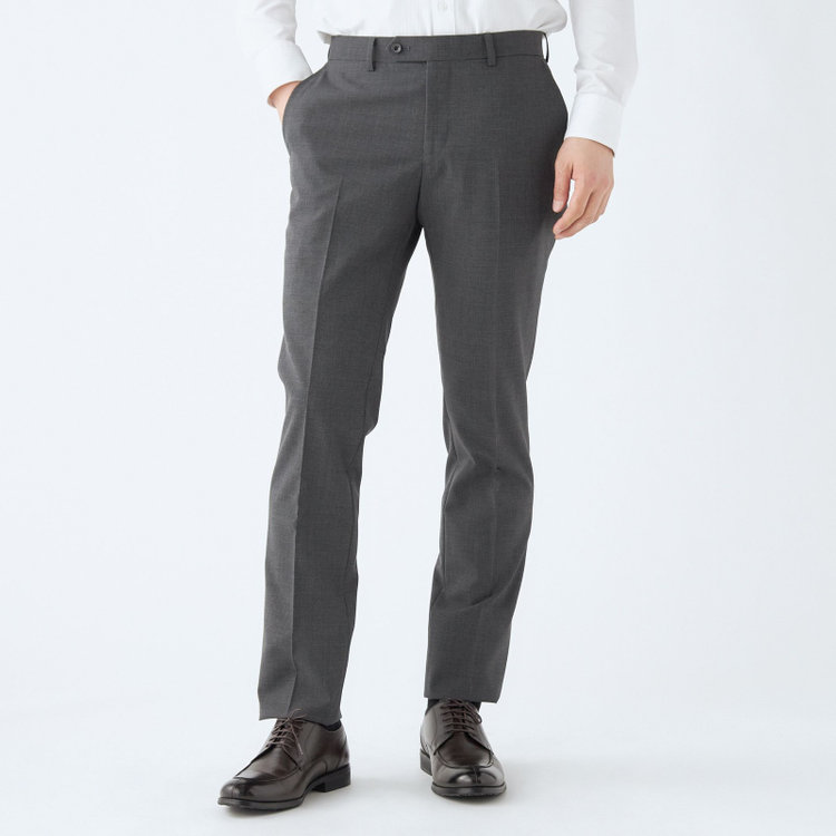 ブラックライン 【KSW】【春夏】2釦シングルスーツ 0タック/ダークグレー＆ブラック×ハウンドトゥース/ウォッシャブル/※裾上げ必要 グレー中間