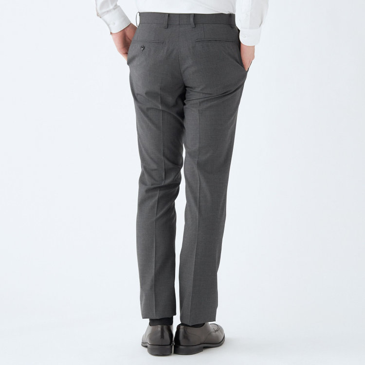 ブラックライン 【KSW】【春夏】2釦シングルスーツ 0タック/ダークグレー＆ブラック×ハウンドトゥース/ウォッシャブル/※裾上げ必要 グレー中間