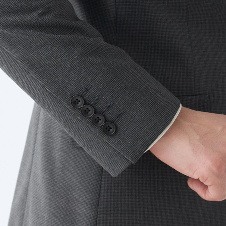 ブラックライン 【KSW】【春夏】2釦シングルスーツ 0タック/ダークグレー＆ブラック×ハウンドトゥース/ウォッシャブル/※裾上げ必要 グレー中間