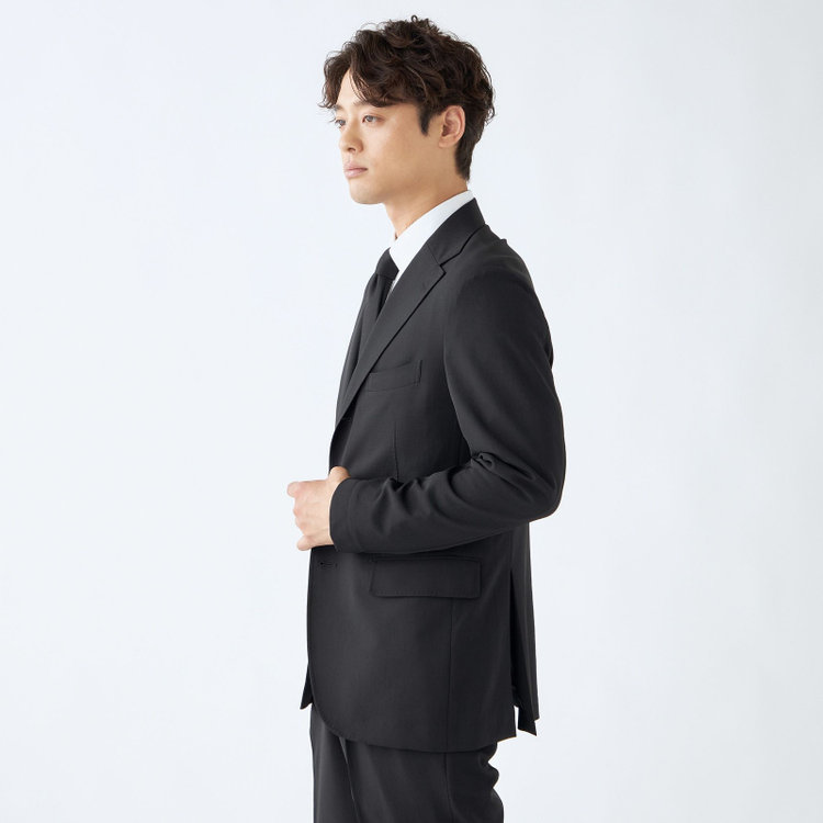 シルバーライン 【RBC】【春夏】3釦段返りシングルスーツ 2タック/ブラック/ドローコード&ウエストシャーリング/※パンツ裾上げ済仕様 黒