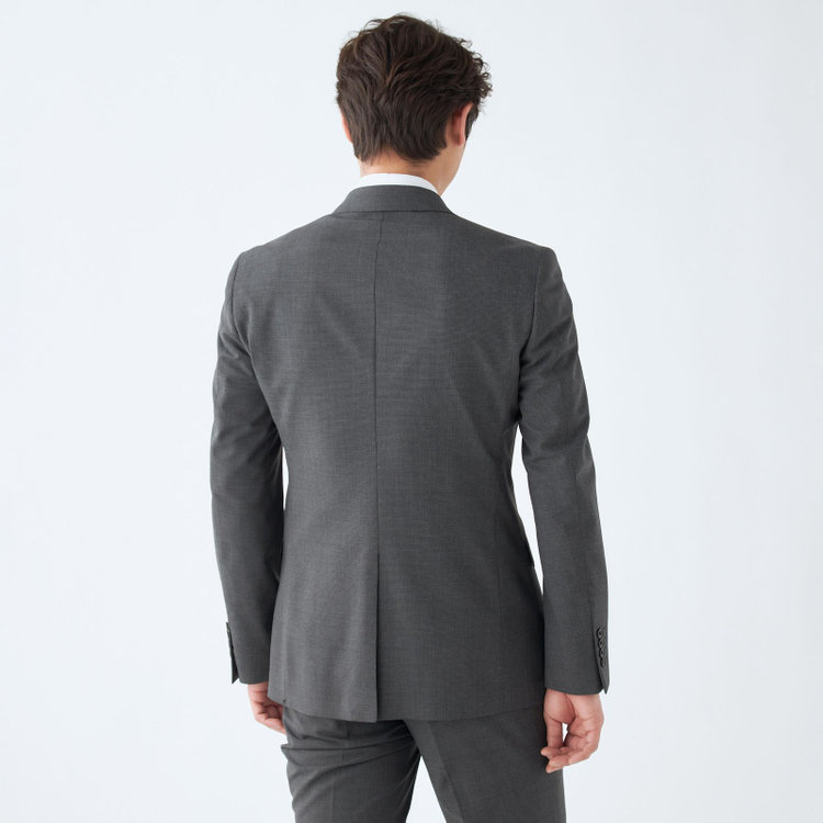 ブラックライン 【KSW】【春夏】2釦シングルスーツ 0タック/ダークグレー＆ブラック×ハウンドトゥース/ウォッシャブル/※裾上げ必要 グレー中間