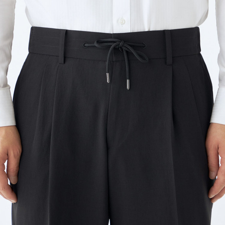 シルバーライン 【RBC】【春夏】3釦段返りシングルスーツ 2タック/ブラック/ドローコード&ウエストシャーリング/※パンツ裾上げ済仕様 黒