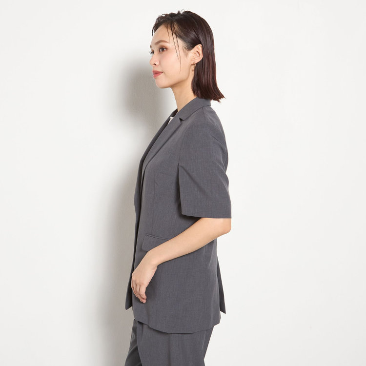 シルバーライン 【RELAX WIDE】【春夏】 2釦シングルジャケットワイドパンツスーツ/グレー/4S SUSTAINABILITY&ECOLOGY FABRIC/※パンツ裾上げ済仕様 グレー濃色