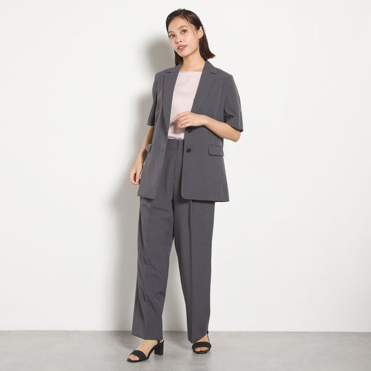 シルバーライン 【RELAX WIDE】【春夏】 2釦シングルジャケットワイドパンツスーツ/グレー/4S SUSTAINABILITY&ECOLOGY FABRIC/※パンツ裾上げ済仕様 グレー濃色