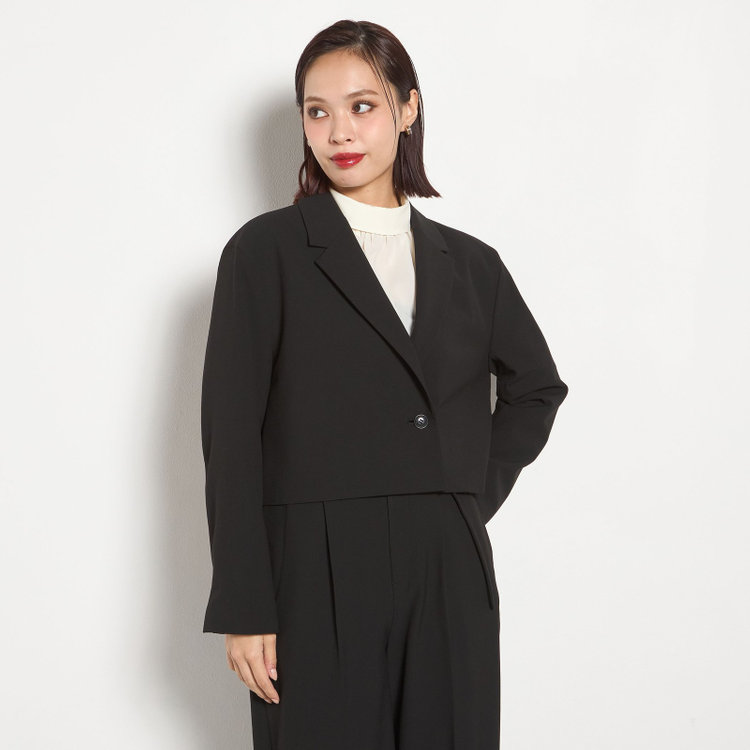 ブラックライン 【セットアップ対応】1釦セミダブルのショートジャケット/ブラック 黒