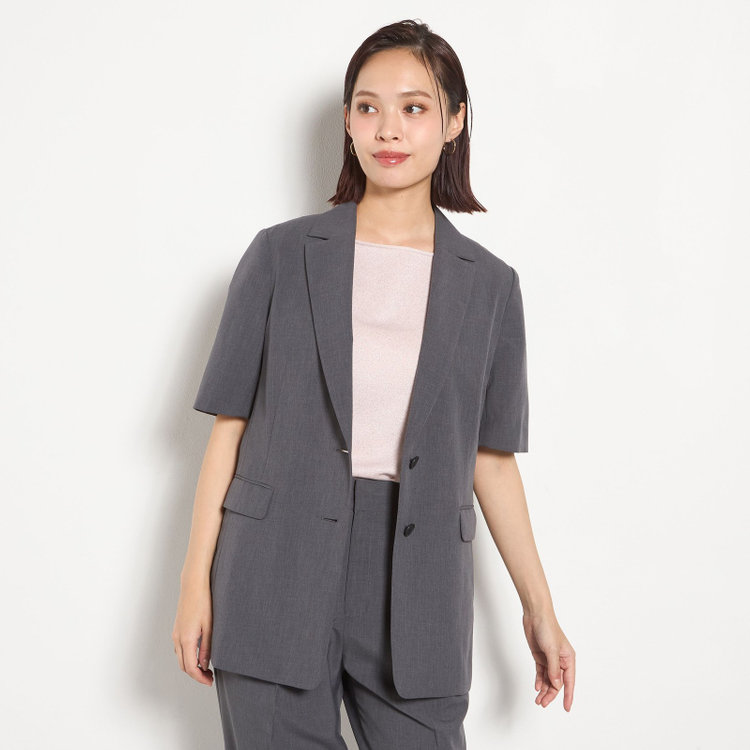 シルバーライン 【RELAX WIDE】【春夏】 2釦シングルジャケットワイドパンツスーツ/グレー/4S SUSTAINABILITY&ECOLOGY FABRIC/※パンツ裾上げ済仕様 グレー濃色