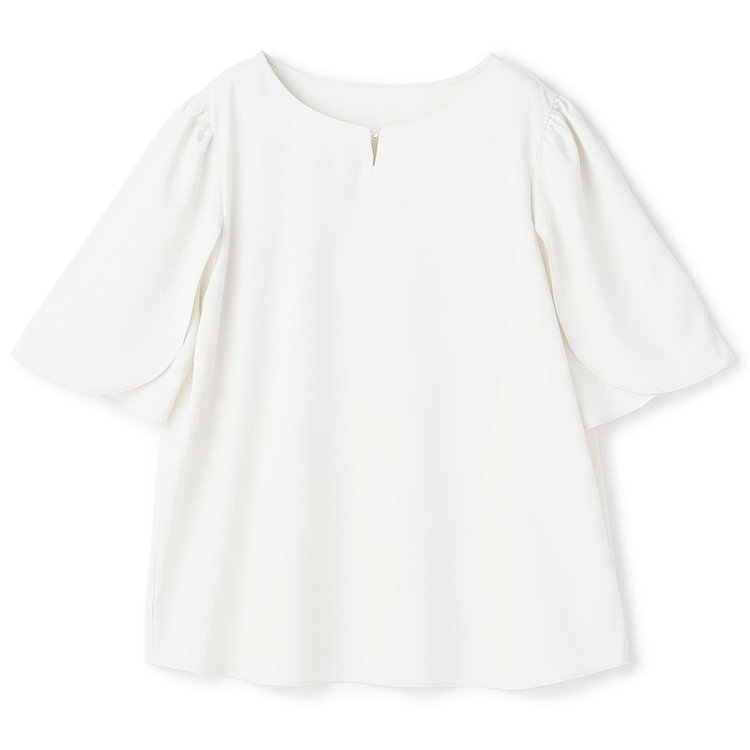 シルバーライン 【SILVER LINE/5分袖】フラワースリーブプルオーバー/ライムイエロー 黄中間