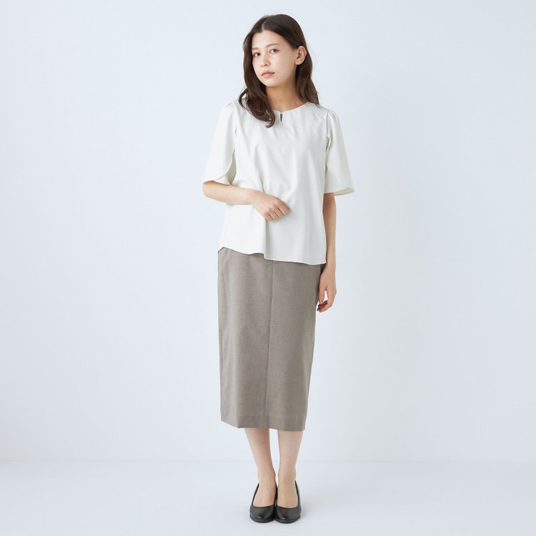 シルバーライン 【SILVER LINE/5分袖】フラワースリーブプルオーバー/ライムイエロー 黄中間