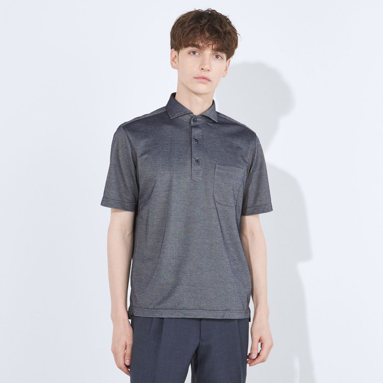 シルバーライン 【RBC/五分袖】カッタウェイビズポロシャツ プルオーバータイプ/ネイビーグレー/4S コットンブレンド 青濃色