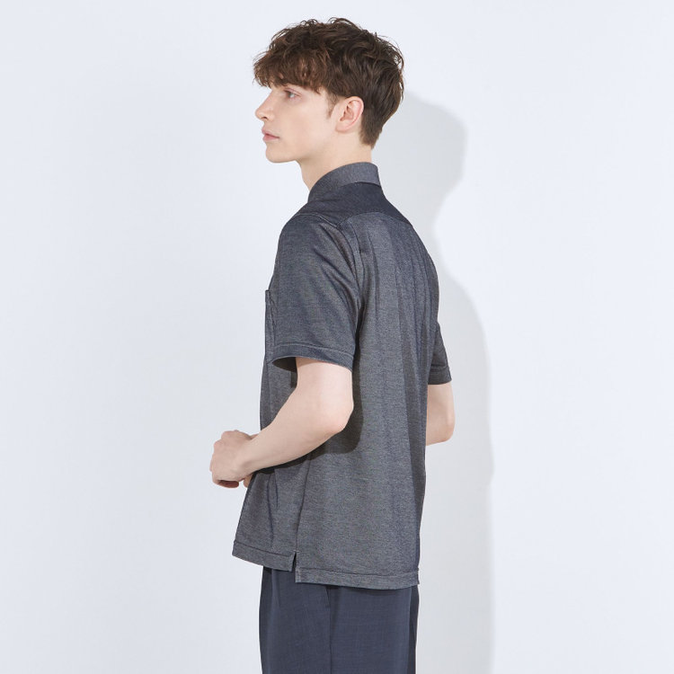 シルバーライン 【RBC/五分袖】カッタウェイビズポロシャツ プルオーバータイプ/ネイビーグレー/4S コットンブレンド 青濃色