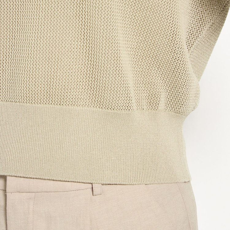 シルバーライン 12Gメッシュポロ/ブラウン 茶淡色
