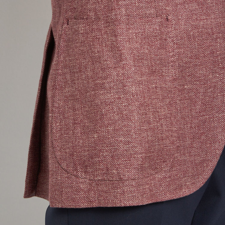 シルバーライン 【CLASSICO TAPERED】【春夏】ウールリネン2釦シングルジャケット/ワイン/パッチポケット/MARZOTTO 赤濃色
