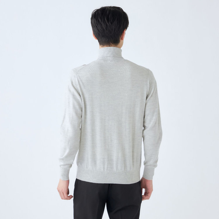 スーツセレクト 【発送在庫あり】【RBC】【秋冬】ウール100％タートルネックニットセーター/ライトグレー/ZEGNA BARUFFA/マシンウォッシャブル グレー淡色