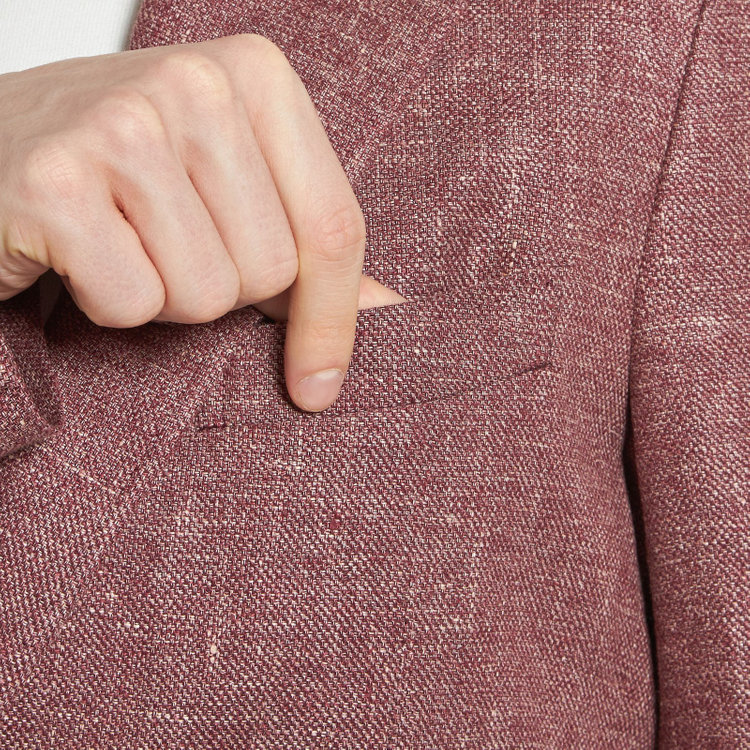 シルバーライン 【CLASSICO TAPERED】【春夏】ウールリネン2釦シングルジャケット/ワイン/パッチポケット/MARZOTTO 赤濃色